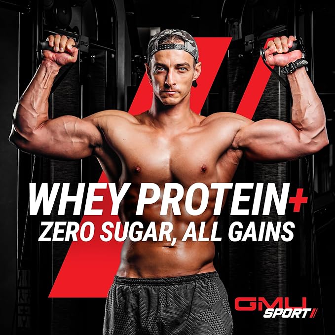 GMU SPORT Whey Protein Powder+ Concentrate 2lb | 25g Protein for Muscle Growth &amp Recovery | Delicious Flavor Easy to Mix | Non-GMO Gluten-Free |28 Servings Vanilla Protein Supplement