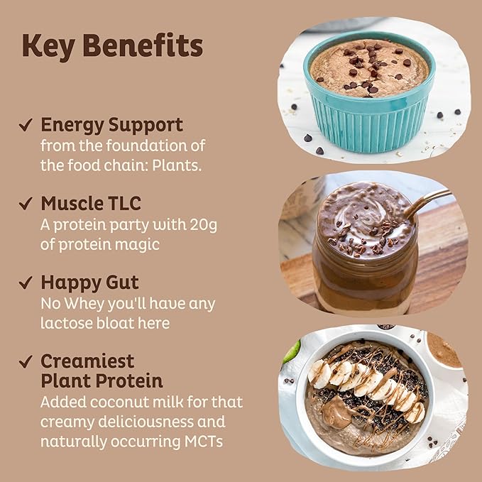 KOS Vegan Protein Powder Erythritol Free Chocolate - Organic Pea Protein Blend Plant Based Superfood Rich in Vitamins &amp Minerals - Keto Dairy Free - Meal Replacement for Women &amp Men 28 Ser