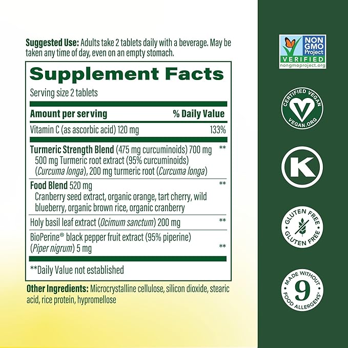 MegaFood Whole Body Turmeric Curcumin Supplement - Turmeric Supplement With Black Pepper &amp Vitamin C - 475 mg Curcuminoids Per Serving - Antioxidant &amp Immune Support - Vegan - 60 Tablets 30 S
