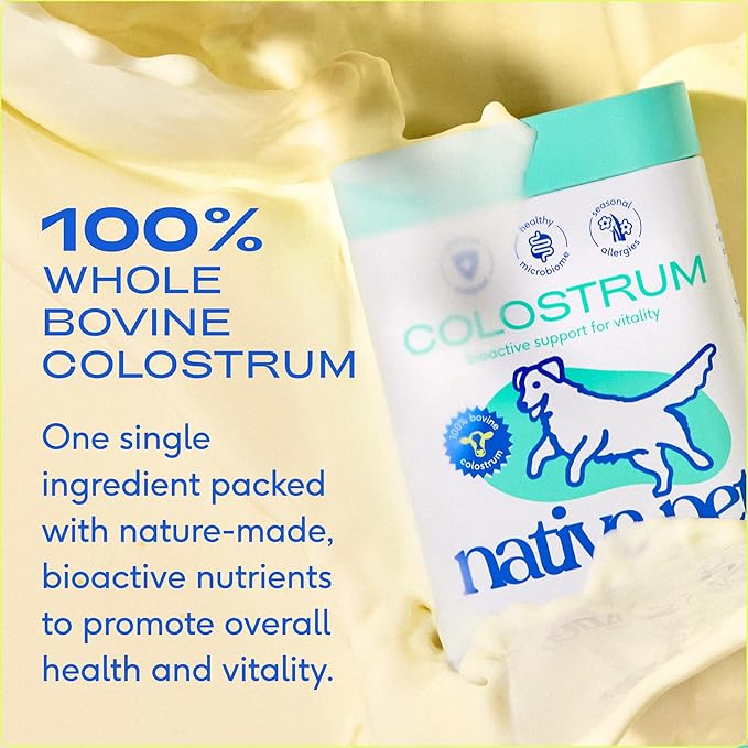 Native Pet Pup Power-Up Bundle: Colostrum for Dogs (120 Scoops) &amp Omega Oil for Dogs (16 Oz) - Bovine Colostrum Powder &amp Fast-Absorbing Omega 3 6 9 Supplement