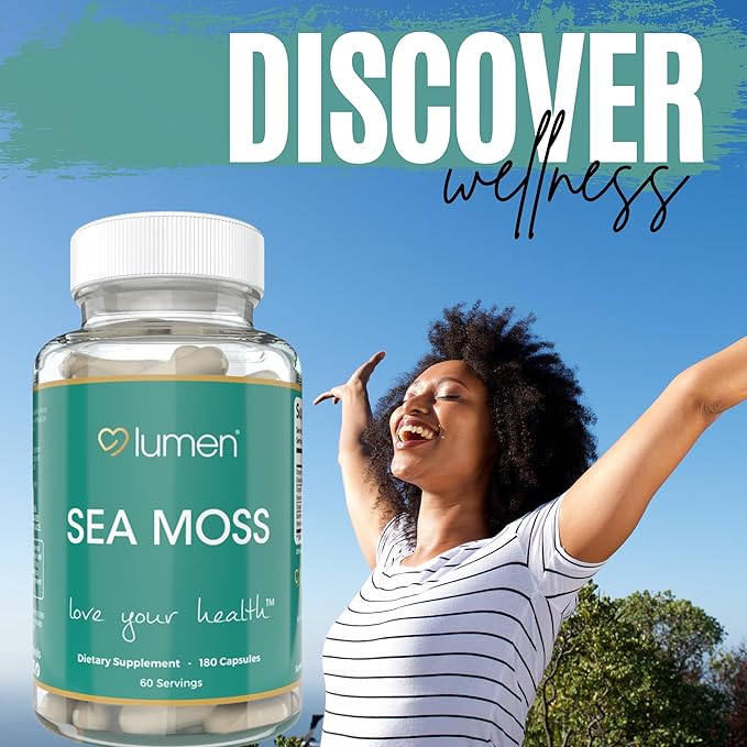Lumen Naturals Sea Moss for Women – with Irish Moss Bladderwrack &amp BioPerine – 2100mg Per Serving – 180 Capsules – 60 Servings – Non-GMO Vegan &amp Gluten-Free (180 Count (Pack of 1))