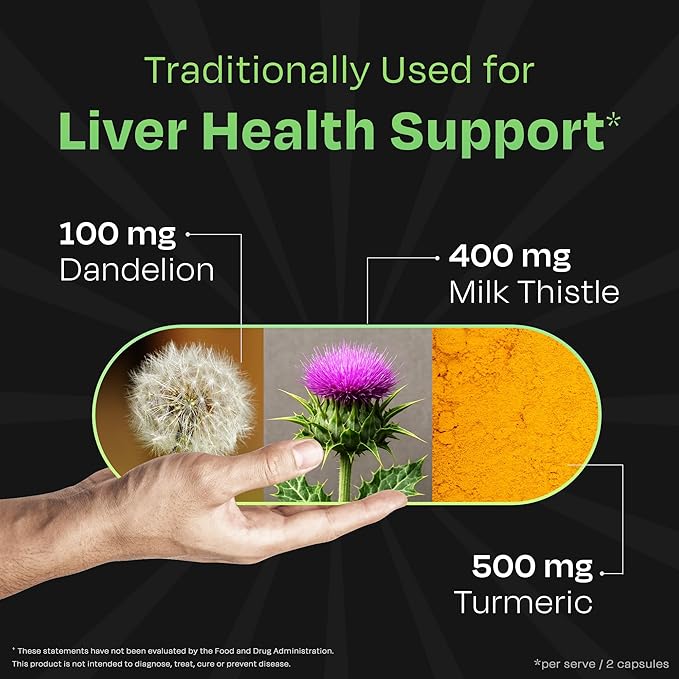 Auric Herbal Liver Support Supplement | Milk Thistle (Silymarin) Turmeric Garlic Ginger for Liver Health | Advanced Detox &amp Cleansing Formula for Active Liver | 120 Capsules