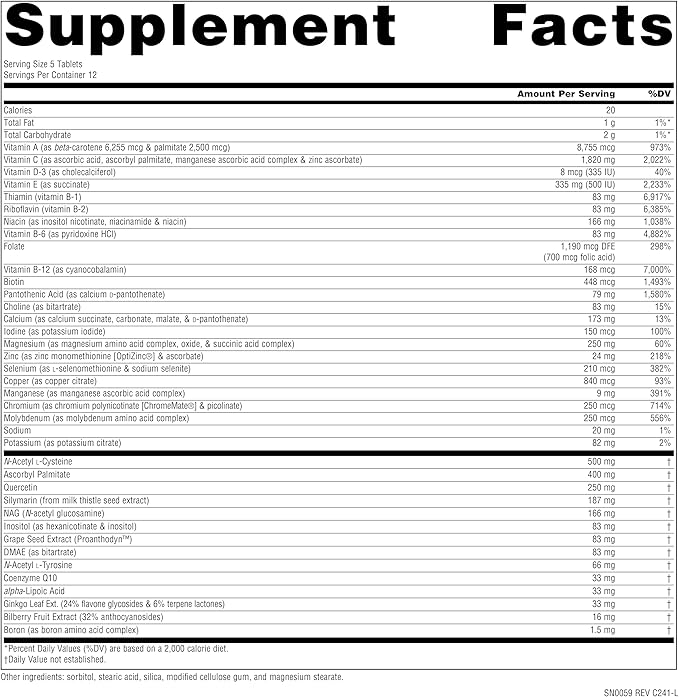 Source Naturals Elan Vital Multiple - Supports Brain Heart Liver Immune Energy Boost* - 60 Tablets