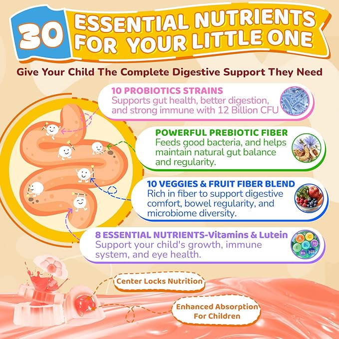 NEVISS Multivitamin for Men &amp Probiotics for Kids Teen + Veggie &amp Fruit Fiber Gummies