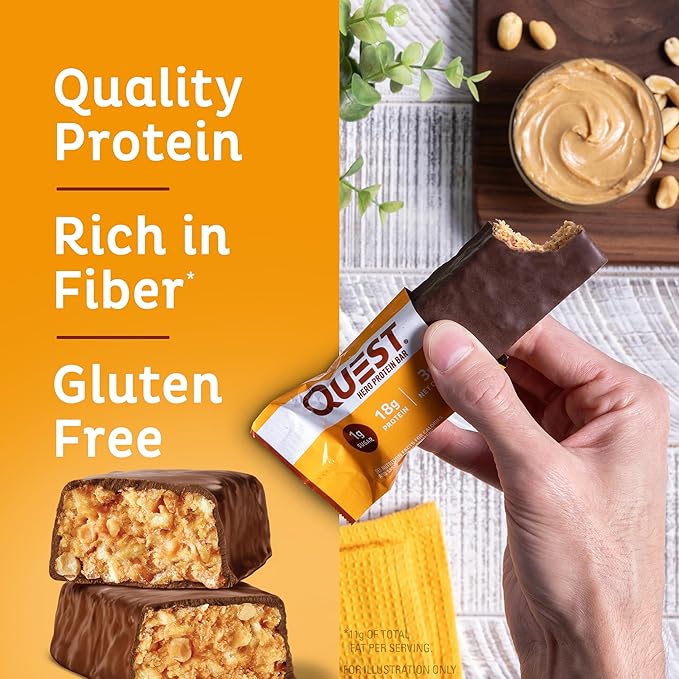 Quest Nutrition Crispy Chocolate Peanut Butter Hero Protein Bar 18g Protein &amp Chocolate Peanut Butter Bars High Protein Low Carb Gluten Free Keto Friendly 12 Count