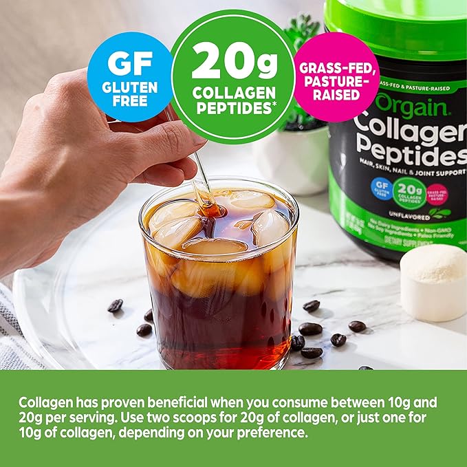 Orgain Hydrolyzed Collagen Peptides Powder Life Extension Magnesium Caps 500mg - Joint Hair Skin Nail Support &amp Heart Health