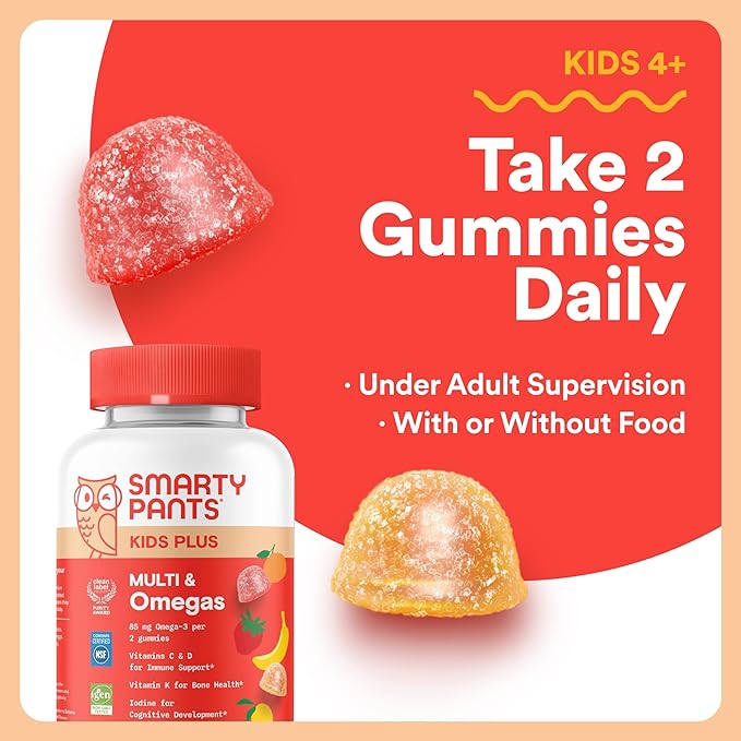 SmartyPants Kids Daily Nutrition &amp Immunity Bundle: Multivitamin + Multi &amp Immunity Gummies with Vitamins C D3 B12 A &amp Zinc – Gluten Free Non-GMO 60 Count Each (Pack of 2)
