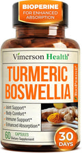 Boswellia Serrata Turmeric Supplement for Joint Support &amp Inflammation Balance – Turmeric Boswellia Supplement with Ginger &amp Black Pepper Extract for Enhanced Absorption – Non-GMO - 60 Capsule