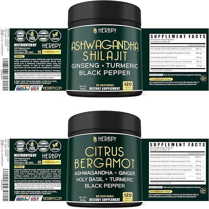 Bundle 5in1 Ashwagandha Shilajit &amp 6in1 Citrus Bergamot Supplements