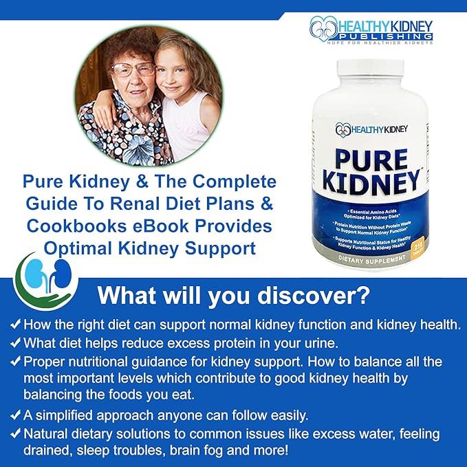 Kidney Restore &amp Pure Kidney 2-Pack Bundle for Kidney Cleansing &amp Supporting Protein Levels with A Low Protein Kidney Diet