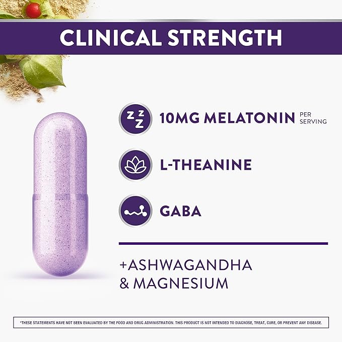 ZzzQuil Pure Zzzs Complete Sleep Melatonin 10mg L-Theanine GABA with Ashwagandha and Magnesium Melatonin Sleep Aid 100 Count