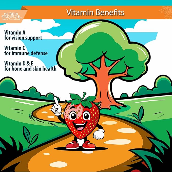 Buried Treasure Children’s Daily Liquid Multivitamin – 27 Vitamins &amp Minerals with SuperFood Blend – Sugar Free Vegan Orange Mango Flavor 16 fl oz