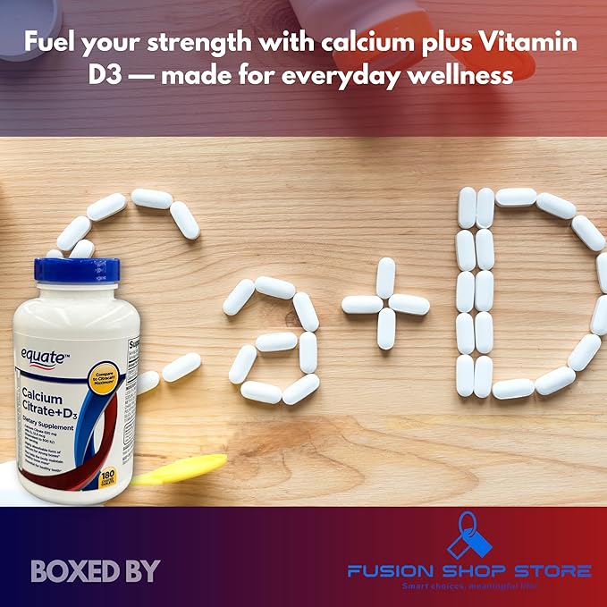 Calcium Citrate with Vitamin D3- Tablets 630mg 180ct (Pack of 1) Boxed by Fusion Shop Store