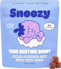 Snoozy Bedtime Buddy Reishi Mushroom Sleep Gummies | Chamomile Valerian Root Lemon Balm Extract | Natural Sleep Aid Melatonin Free | Raspberry Flavored 60 Gummies 1 Pack