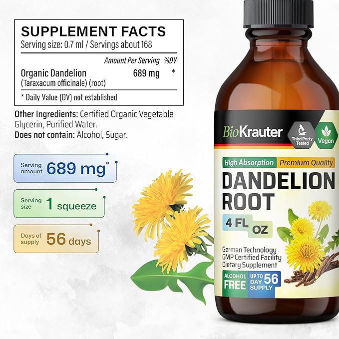 BIO KRAUTER Dandelion Tincture 4 Fl. Oz. &amp Milk Thistle Tincture Fl. Oz.