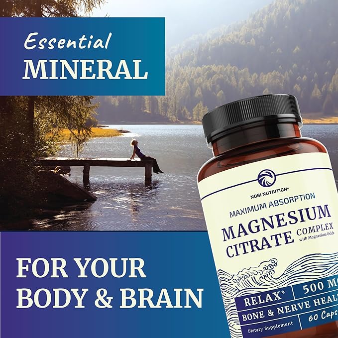 Magnesium Glycinate 400mg (120ct) &amp Magnesium Citrate 500 MG (60ct) | High Absorption Calm Relaxation Digestion &amp Muscle Support | Non-GMO Vitamin and Mineral Bundle