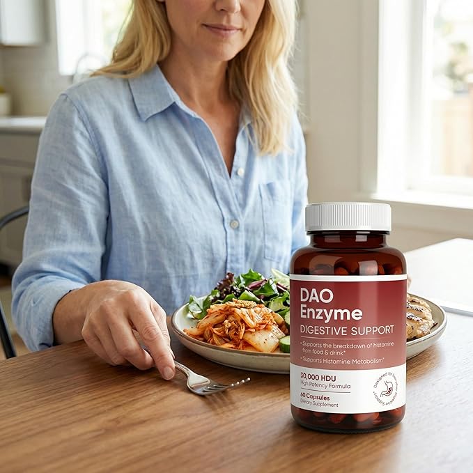 DAO Enzyme Supplement for Histamine Support Before-Meal Support for Post-Meal Digestive Comfort Everyday Clarity &amp Overall Wellness Supports Fermented &amp Aged Foods 60 Capsules