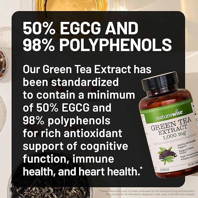 NatureWise [1] Garcinia Cambogia - 60% HCA - Vegan Non-GMO - 90 Capsules[1-3 Month Supply] + (Pack of 3) Green Tea Extract 1000 mg - Vegan Non-GMO - 60 Capsules[30-Day Supply]
