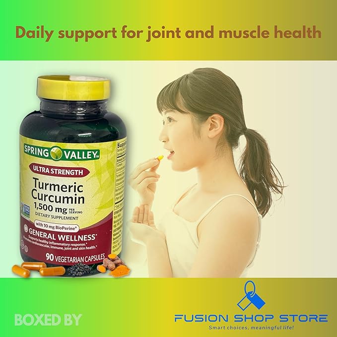 Turmeric Curcumin 1500mg with Black Pepper Capsules 90ct (Pack of 1) Boxed By Fusion Shop Store