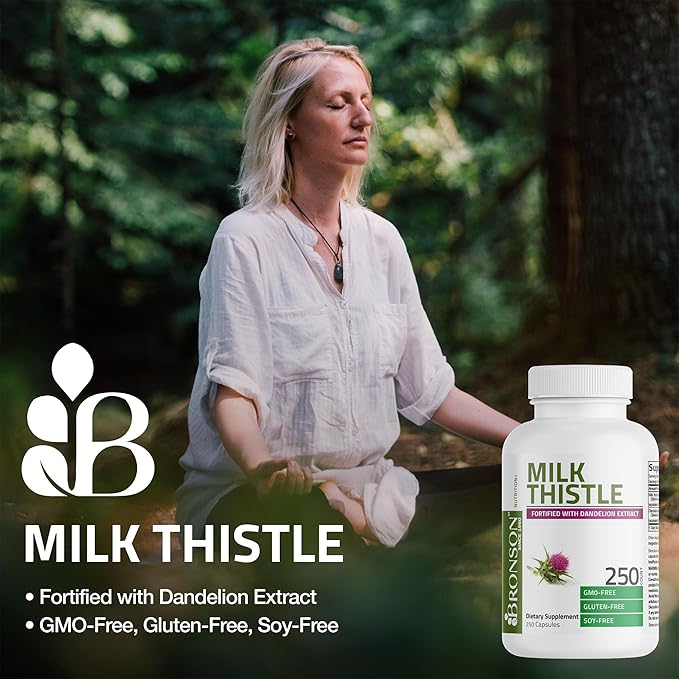 Bronson Milk Thistle Silymarin Marianum &amp Dandelion Extract Liver Health Support Antioxidant Support Detox 360 Capsules