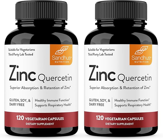 Sandhu's Zinc Quercetin 120 Count (Pack of 2) &amp Sleep 60 Capsules –Non-Habit Forming 5-in-1 Sleep Aid Supplement| Supports Immune Health &amp Aids Restful Sleep