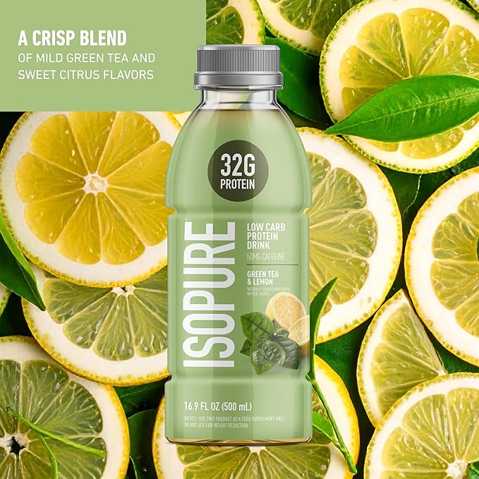 Isopure Zero Carb 32g Clear Protein Ready-to-Drink Whey Protein Isolate Green Tea 12 Pack (Packaging May Vary)