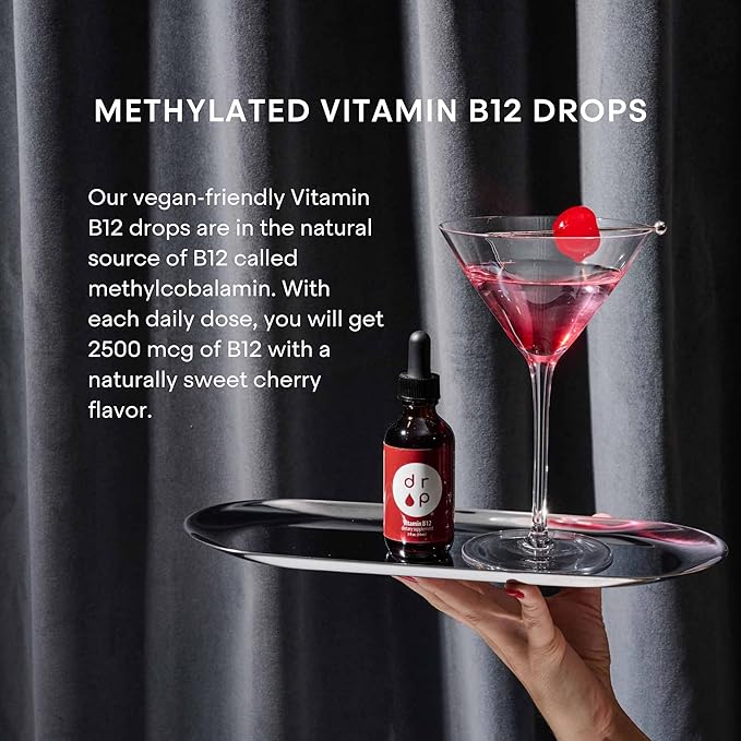 Vitamin B12 2500 mcg 2 oz Liquid Drops for Energy Production Nervous System Health - No Artificial Preservatives Non-GMO Gluten Free Vegan-Friendly