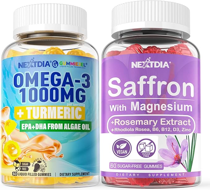 Vegan Omega-3 1000mg + Turmeric Saffron Supplements Gummies