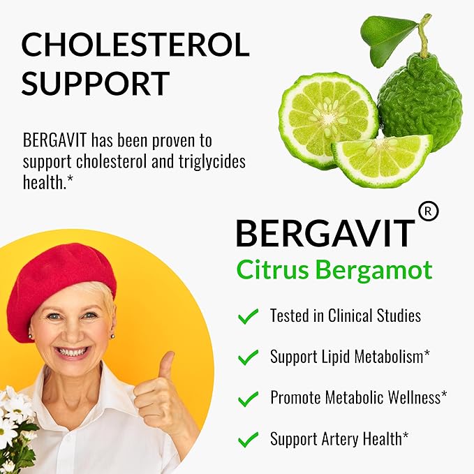UpNourish Plant Sterols Citrus Bergamot Supplement with CoQ10 Omega 3 Olive Leaf Turmeric Curcumin Black Garlic and Niacin - 120 Softgels