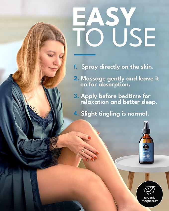 Organic Organic Magnesium Topical Magnesium Oil Spray from Ancient Zechstein - Pure Formula for Feet and Sleep with 105mg Strength - Sore Muscle Relief and Natural Relaxation for Daily Recovery