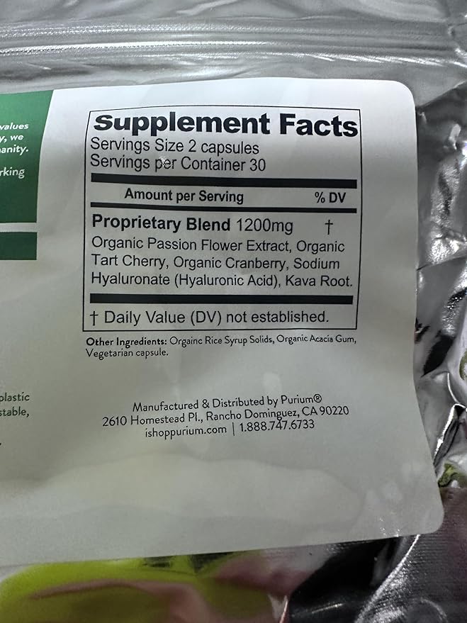 Purium Bio Relax 60 Capsules - Non Melatonin Sleep Aid