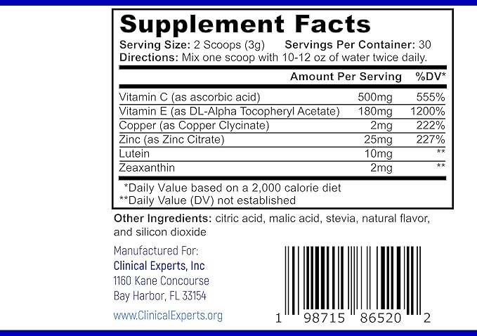 Navan AREDS2 Powder - for Those Who Can't Consume Tablets or Softgels - Eye Vitamins &amp Minerals Antioxidant Supplement by Clinical Experts - Lutein Zeaxanthin &amp Zinc - Kosher Style 30 Servin