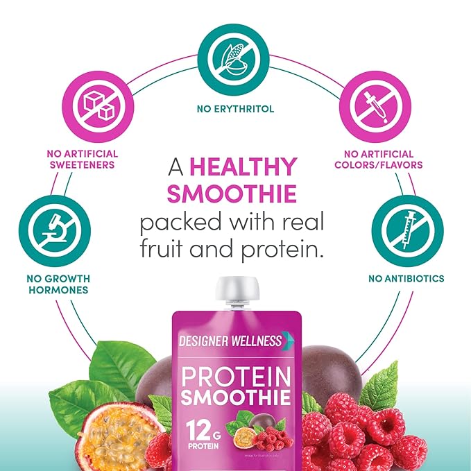 Designer Wellness Protein Smoothies Super Fruits Variety Pack &amp Raspberry Passion Fruit Bundle