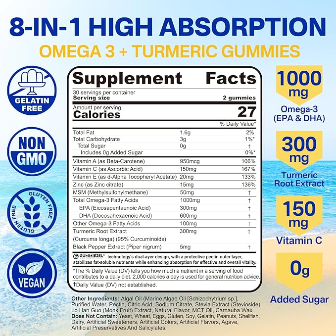 Vegan Omega-3 + Turmeric Vitamin B Complex Gummies