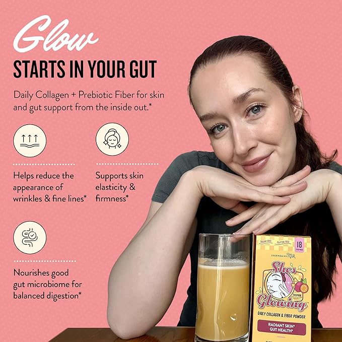 Legendairy Milk She’s Glowing &amp Mane Event Duo - Collagen Prebiotic Fiber Powder + Hair Skin Nails Vitamins with Biotin Lustriva Keratin Beauty Support- 30 Day Supply
