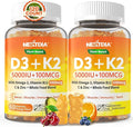 Vitamin D3 K2 Gummies 5000IU / 10000 IU with Omega-3 250mg + K2(MK-7) 100mcg - 5X Absorption Than Standard D3K2with Vitamin C Zincand 5 Organic VegetablesSupports Bone &amp Teeth Strength Immun