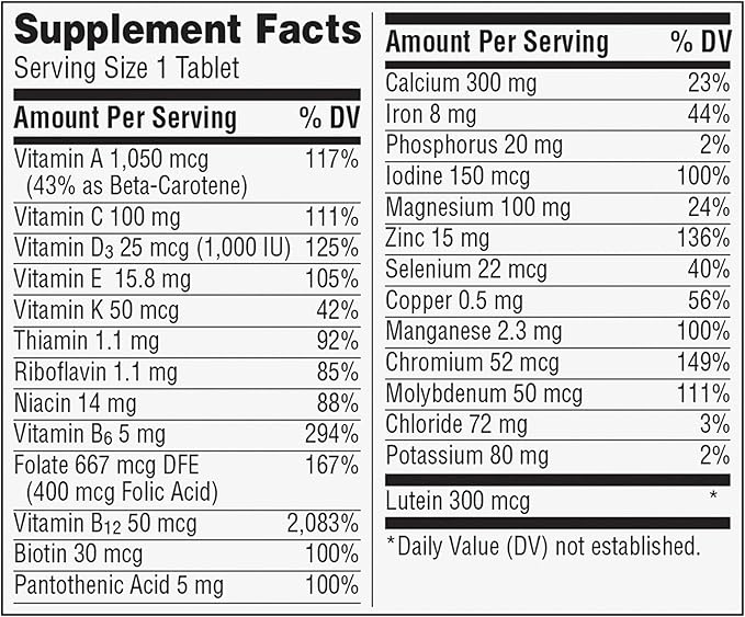 Centrum Silver Women's Multivitamin for Women 50 Plus Multivitamin/Multimineral Supplement with Vitamin D3 B Vitamins Calcium and Antioxidants Gluten Free Non-GMO Ingredients - 65 Count