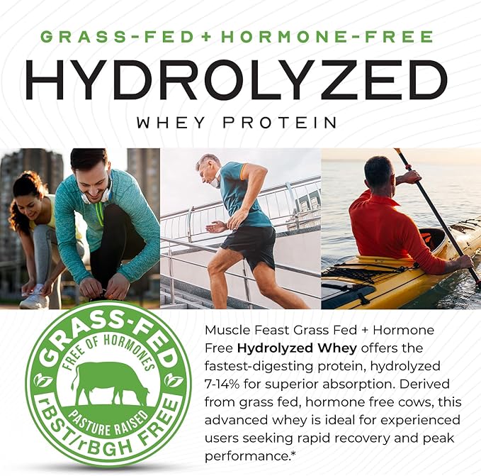 Muscle Feast Hydrolyzed Whey Protein Powder Grass Fed and All Natural Hormone-Free Hydro Whey Powder for Men and Women Gluten Free Non-GMO Delicious Hydrolyzed Protein Powder Chocolate 5lb