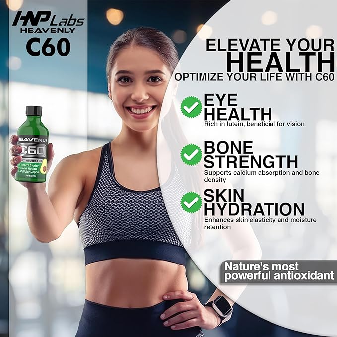 HNP Labs C60 Avocado Oil Cold Pressed Organic - Boost Energy Mental Clarity Slow Aging Naturally and Performance - 99.99% Sublimated C60 USA Made Organic Avocado Oil – GMP Certified for Safety