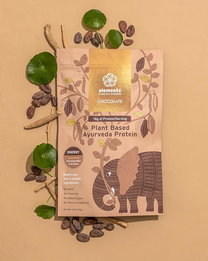 Elements Plant Based Vegan Chocolate Protein Powder - Meal Replacement Shake Made from Pure Organic Yellow Peas &amp Raw Cacao - Keto Dairy Free Soy Free Paleo and Non-GMO - 1lb - 21 Servings