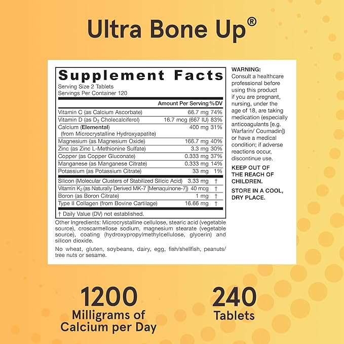 Jarrow Formulas® Ultra BoneUp® Includes MK-7 and Silicon for Added Bone Support 240 Bone Health Tablets