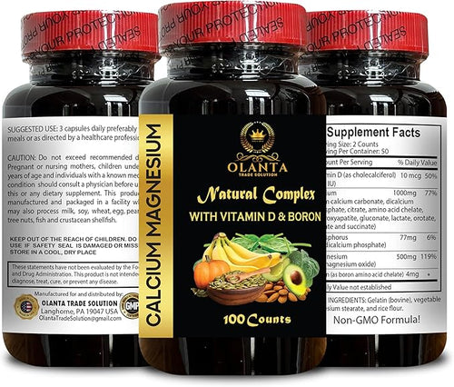 Advanced Daily Formula: Calcium Magnesium Boron &amp Vitamin D – for Men &amp Women Vegetarian Capsules | 2 Bottles 200 Counts