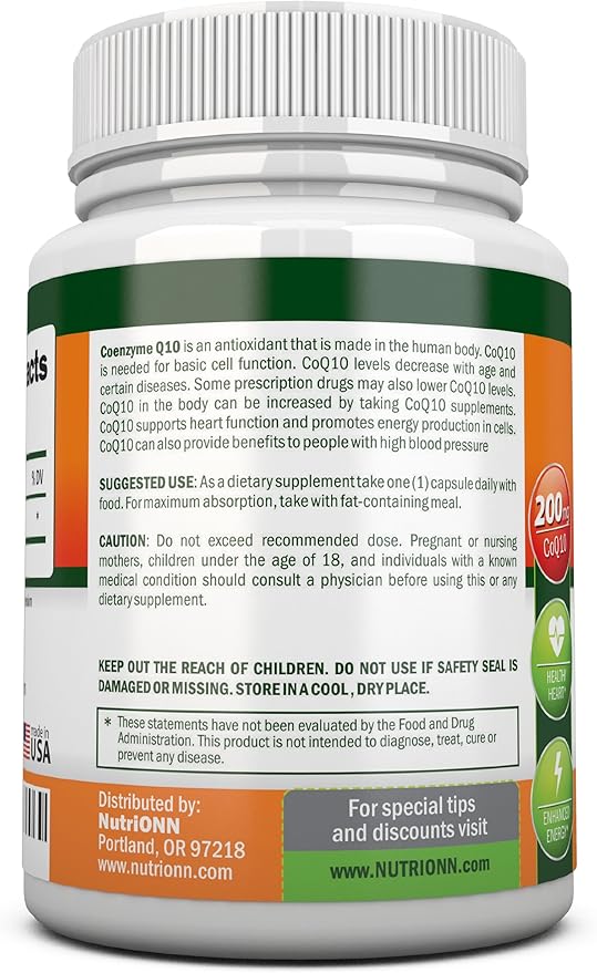CoQ10 200mg (Double Strength) 120 Capsules - High Absorption Coenzyme Q10 - Scientifically Proven Extra Strength CoQ10 Ubiquinone - 4 Month Supply