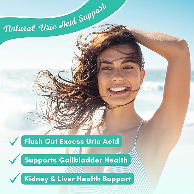 Uric Acid Flush - Herbal Uric Acid Cleanse Supplement - With Tart Cherry Celery Seed Extract Chanca Piedra Devil’s Claw &amp Green Coffee Bean - Vegan - Supports Gallbladder and Kidney Health