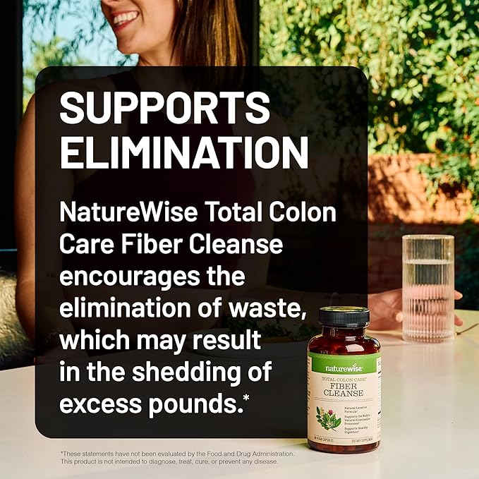 NatureWise [1] Total Colon Care Fiber Cleanse - Natural Laxative - 60 Capsules[30-Day Supply] + [1] Ashwagandha for Stress + GABA &amp L-Theanine - 60 Capsules[30-Day Supply]