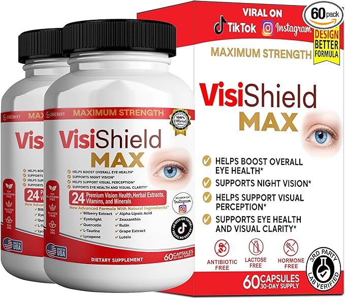 VisiShield Max Eye Health Supplement 24 Premium Vision Vitamins and Minerals 60 Capsules (2)