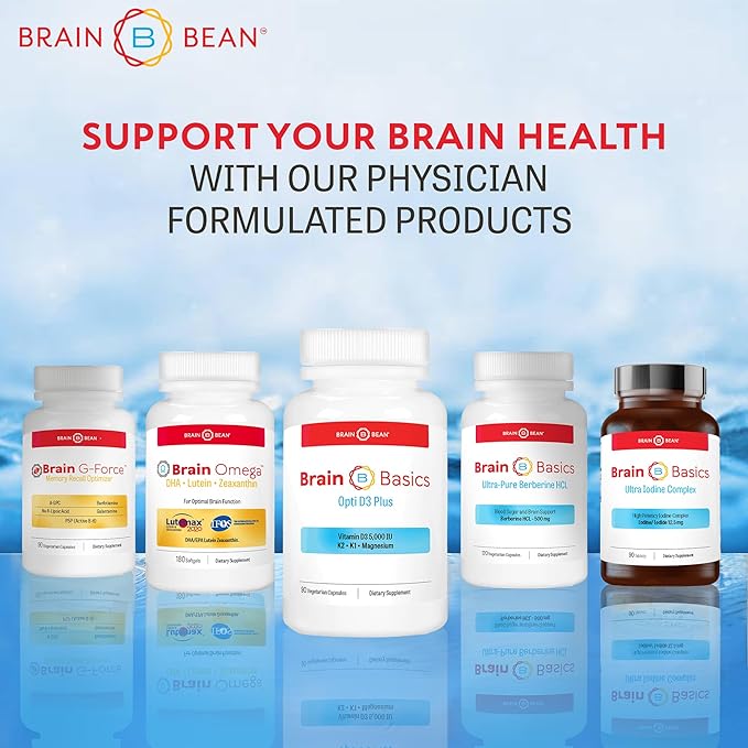 Brain Basic Opti D3 Plus - Vitamin D3 5000 IU with K1 K2 and Magnesium - Brain Support Supplement for Mood Mind Memory - Bone Muscle and Immune Health - Gluten Free Soy Free and Dairy Free