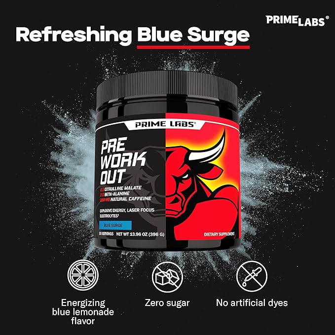 Prime Labs Creatine Monohydrate Capsules + Pre Workout Powder Supplement