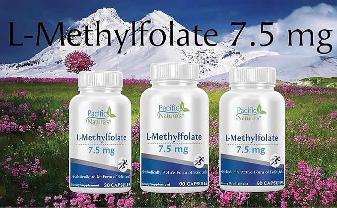 Pacific Nature's L-Methylfolate 7.5mg (30 Capsules) Natural Active Form of Folate for Overall Health Support - Gluten Free Non-GMO