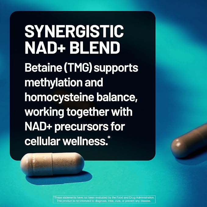 NatureWise NAD+ Support Complex - Nicotinamide Riboside + Resveratrol to Support NAD+ Supplement for Healthy Aging + Clinically Tested Quercefit - USA Manufactured - Non-GMO 60 Count[30-Day Supply]